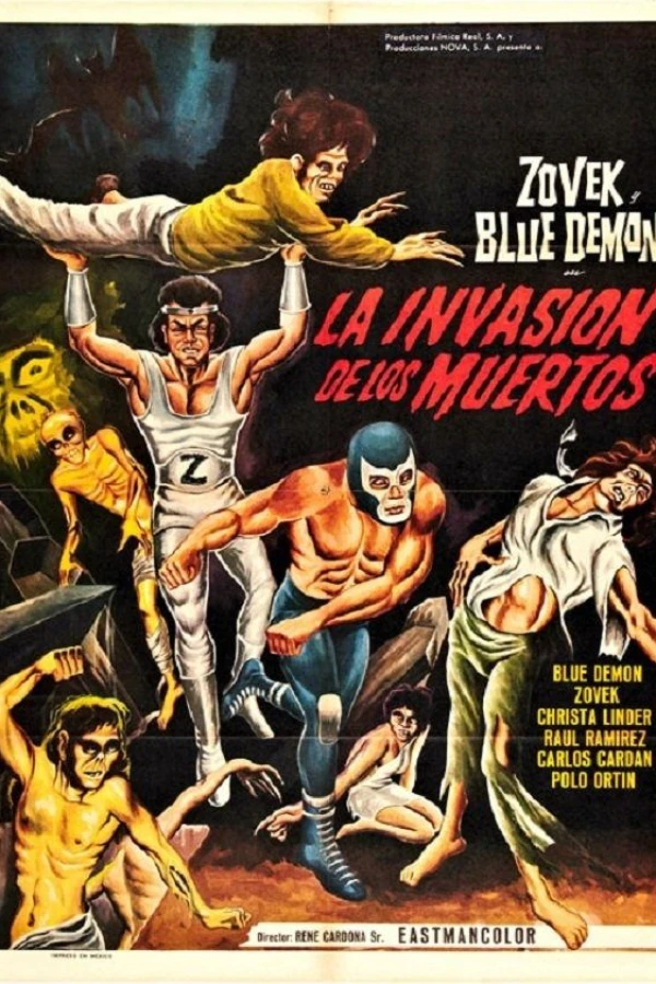Blue Demon y Zovek en La invasión de los muertos Juliste