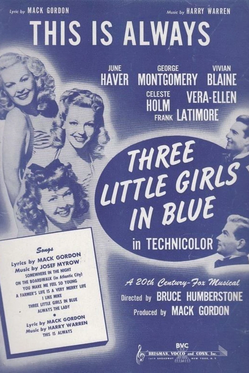 Three Little Girls in Blue Juliste
